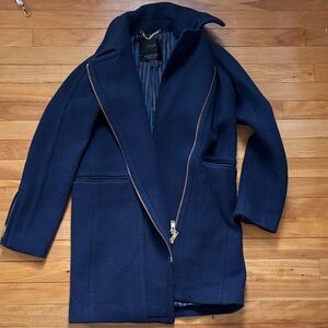 J. Crew Midnight Blue Jacket with Brass Zipper
